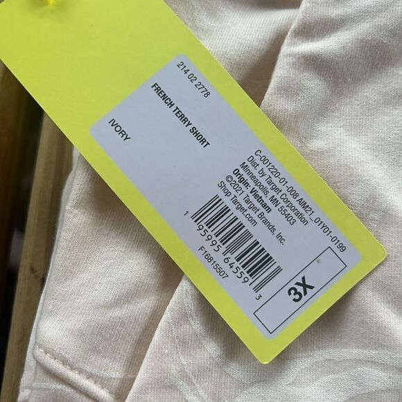 NWT All in Motion Size 3X Ivory Beige French Terry Shorts - Picture 6 of 9